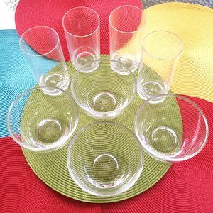 Clear acrylic bowls and tumblers: set of 4 each